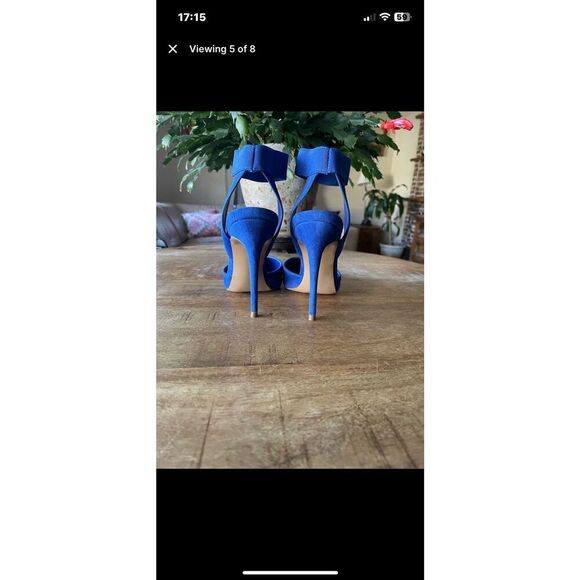 Steve Madden Blue Suede Elastic Ankle Strap Pointed Toe Stiletto Heels Size - Picture 5 of 9